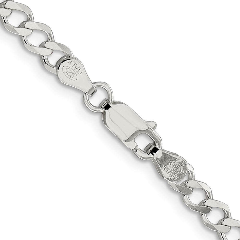 Sterling Silver 4.5mm Semi-solid Flat Curb Chain 24 Inches