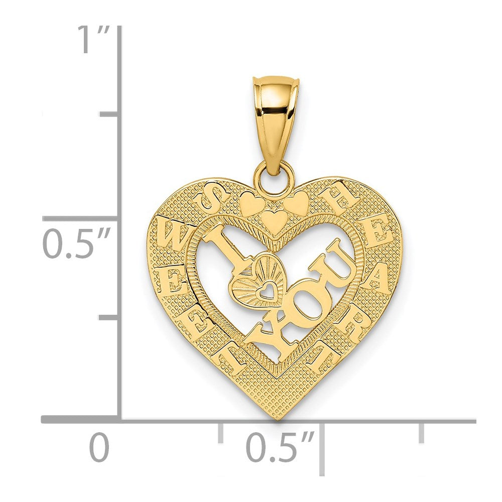 14k I HEART YOU in Sweetheart Frame Charm