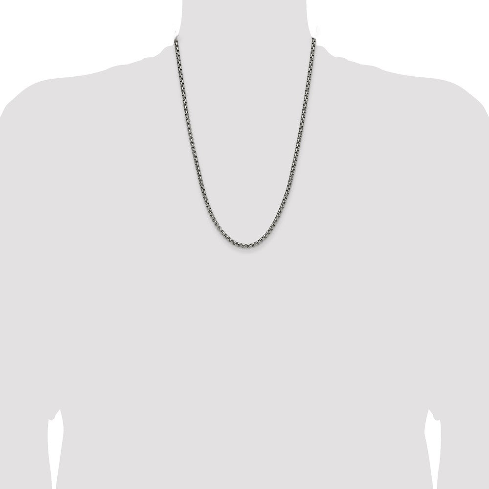Stainless Steel Polished 3.9mm 24in Rounded Box Chain