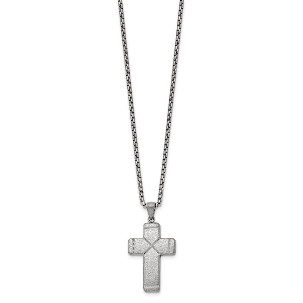 Stainless Steel Brushed and Polished Cross 19.5in Necklace