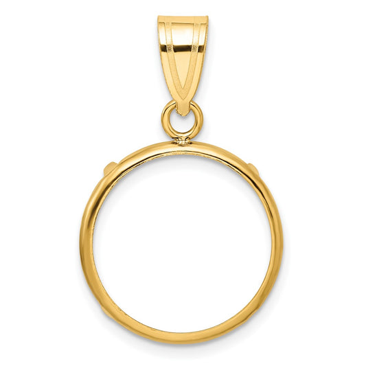 Wideband Distinguished Coin Jewelry 14k Polished 17.8mm Prong Coin Bezel Pendant