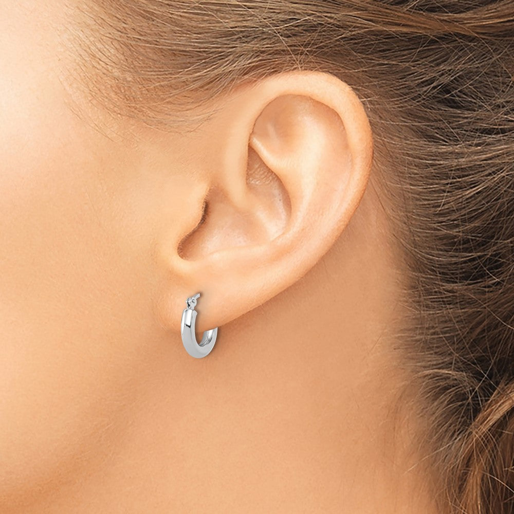 14k White Gold Polished 3mm Polished Hoop Earrings