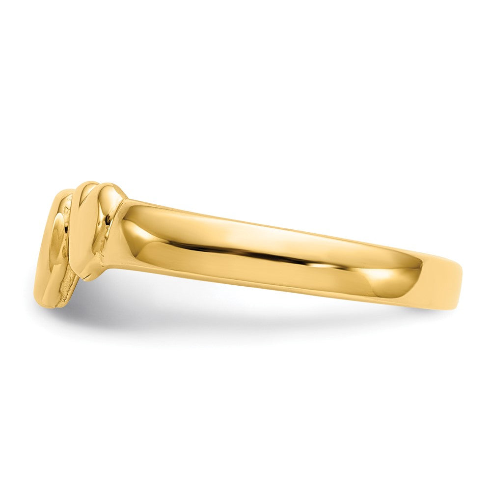 14k Gold Polished Adjoining Hearts Ring Size 6.25