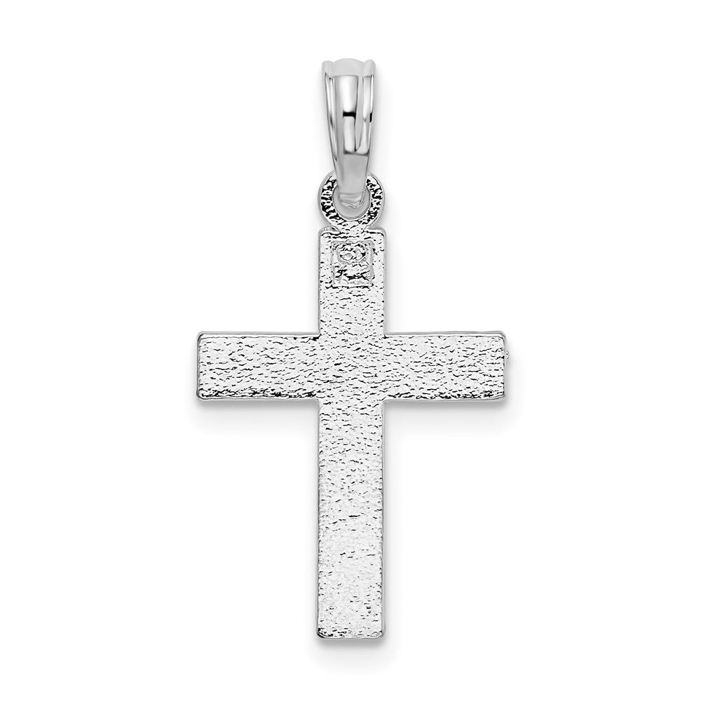 De-Ani Sterling Silver Rhodium-Plated All-over Diamond-Cut Latin Cross Pendant