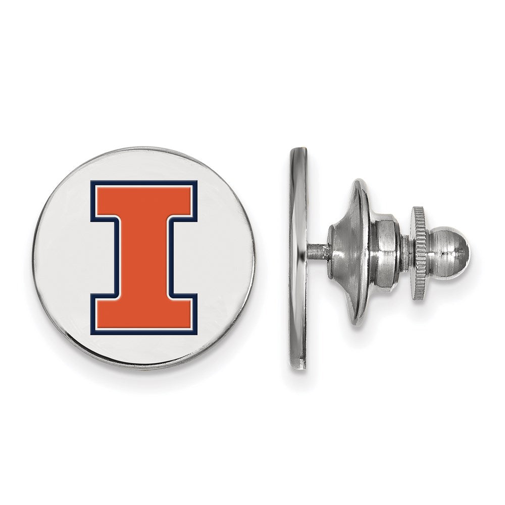 Sterling Silver Rhodium-plated University of Illinois Letter I Enameled Lapel Pin QSS076UIL