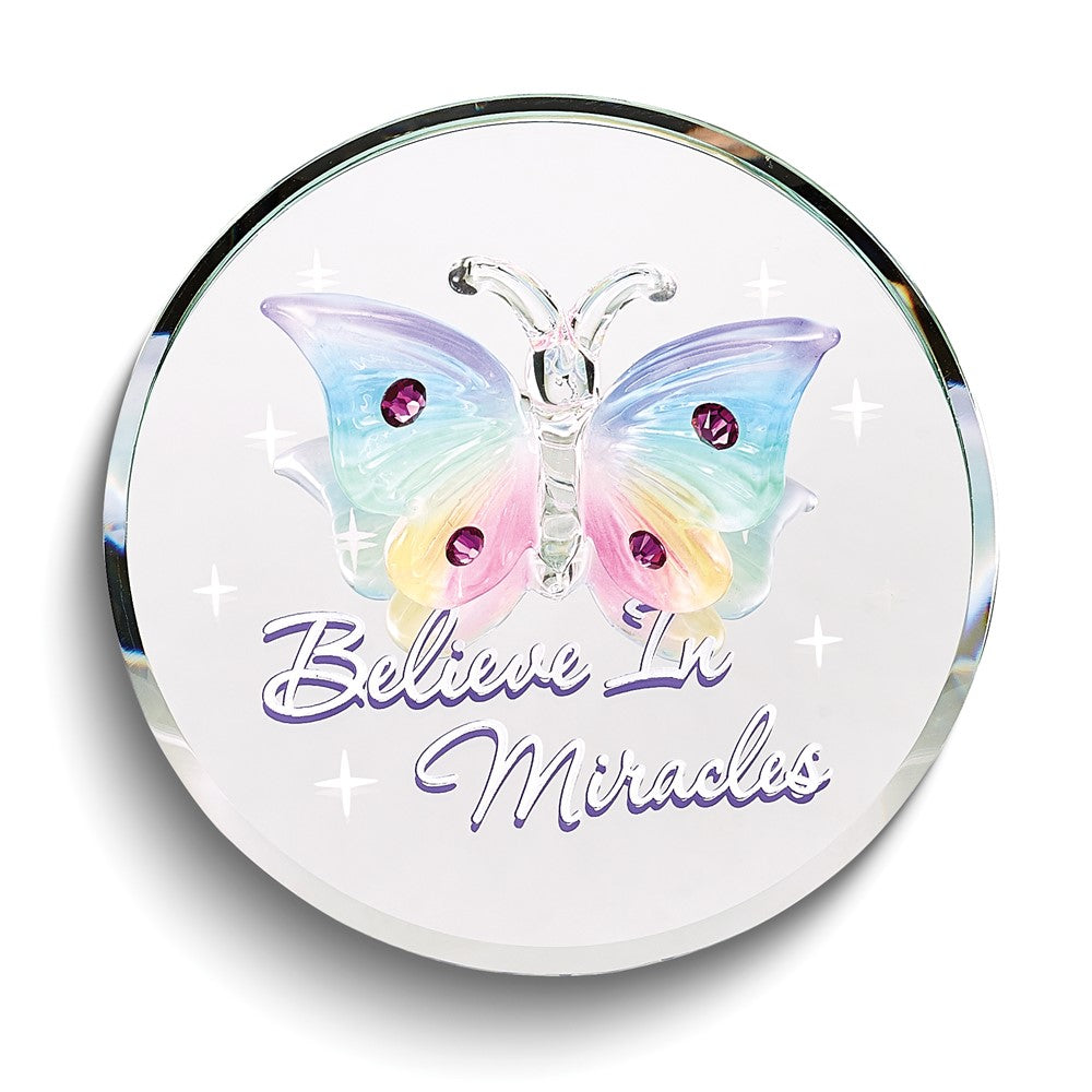 Glass Baron Crystal Butterfly "Believe in Miracles"
