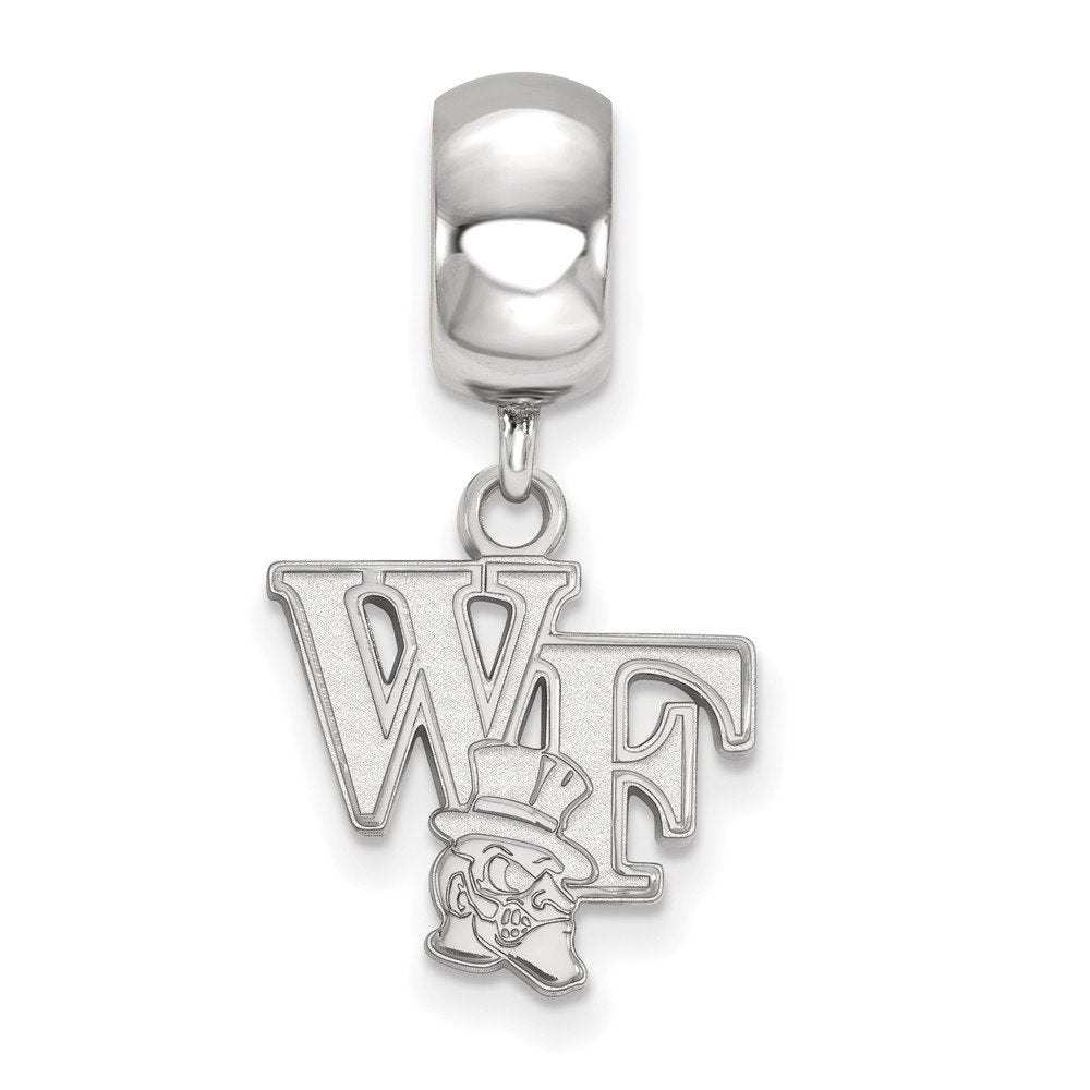 Sterling Silver Rhodium-plated LogoArt Wake Forest University W-F Deacon Small Dangle Bead