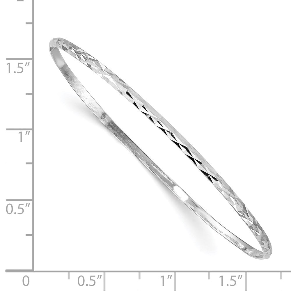 Sterling Silver RH-plated Polished & D/C 2mm Slip On Children's Bangle 6.75 inches