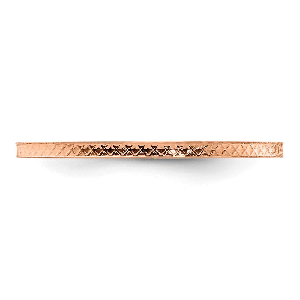 10K Rose Gold 1.2mm Criss-Cross Pattern Stackable Band Size 5