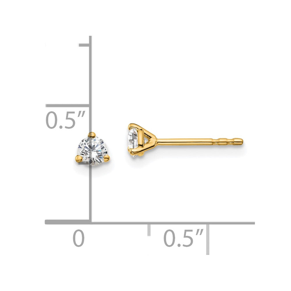 14k Yellow Gold 1/4 ctw Lab Grown Diamond VS/SI+ G+ Round 3 Prong Heavy Wt. Stud Earrings