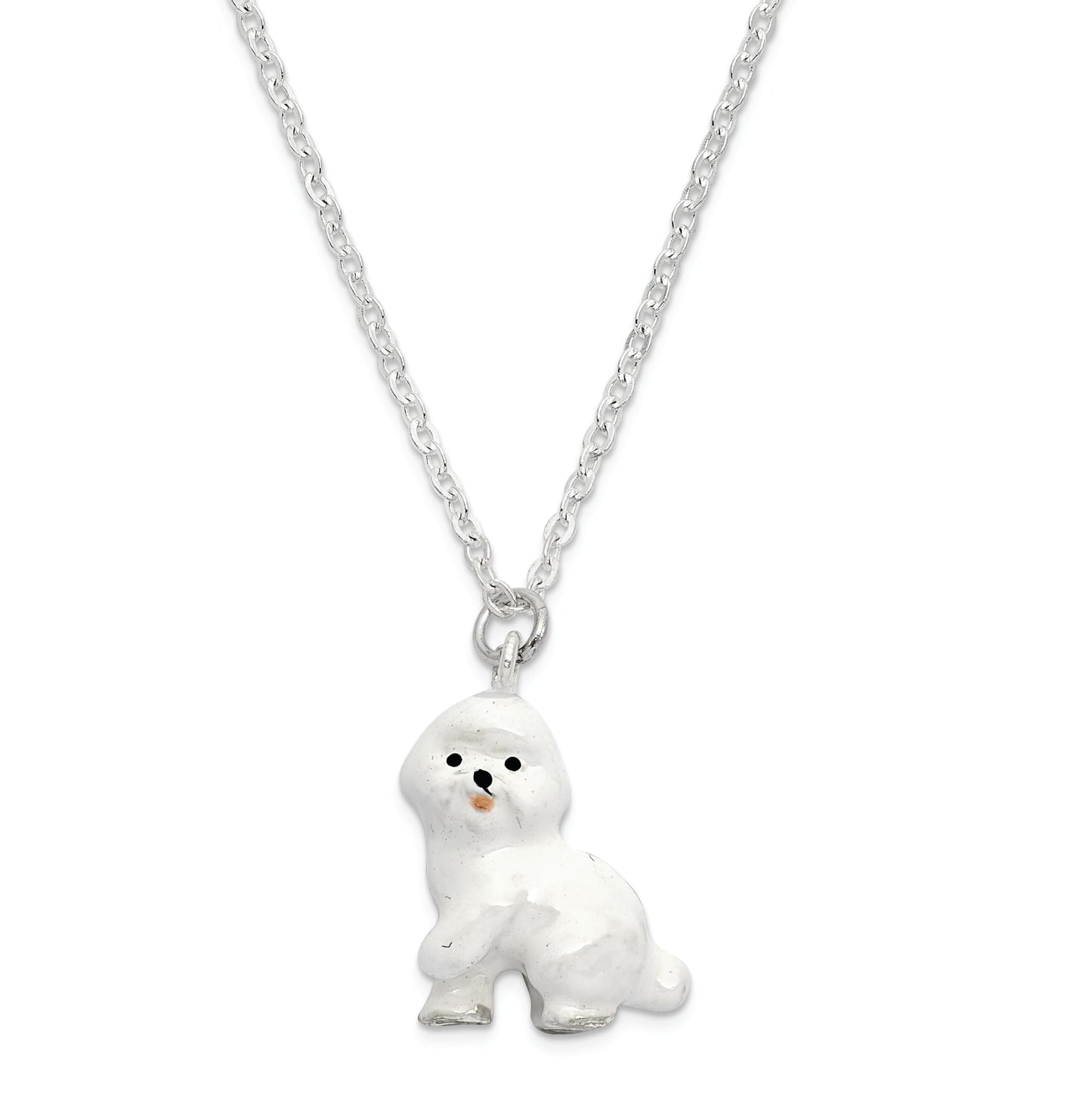 Bejeweled White Bichon Frise Dog Trinket Box with Charm Pendant