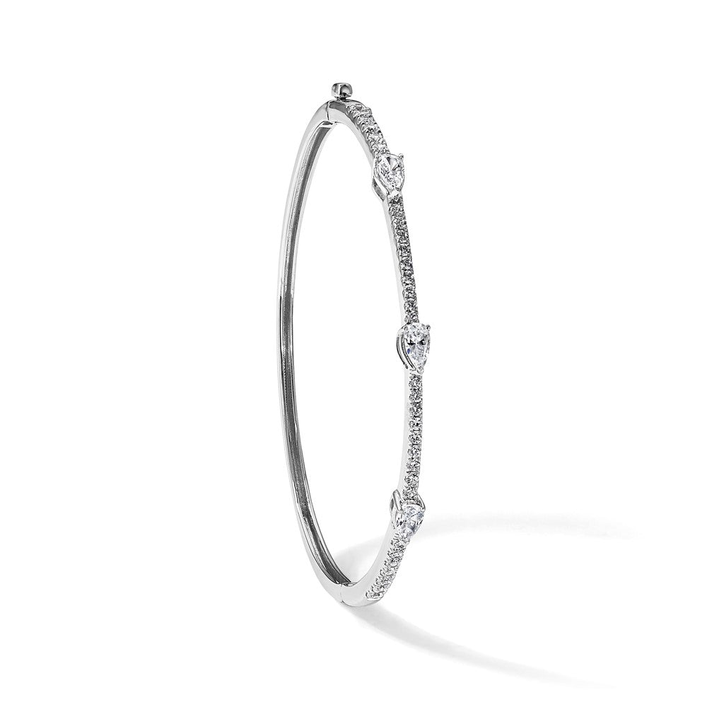 True Origin 14K White Gold 1 3/8 carat Lab Grown Diamond VS+ F+ 6.75 in Complete Hinged Bangle