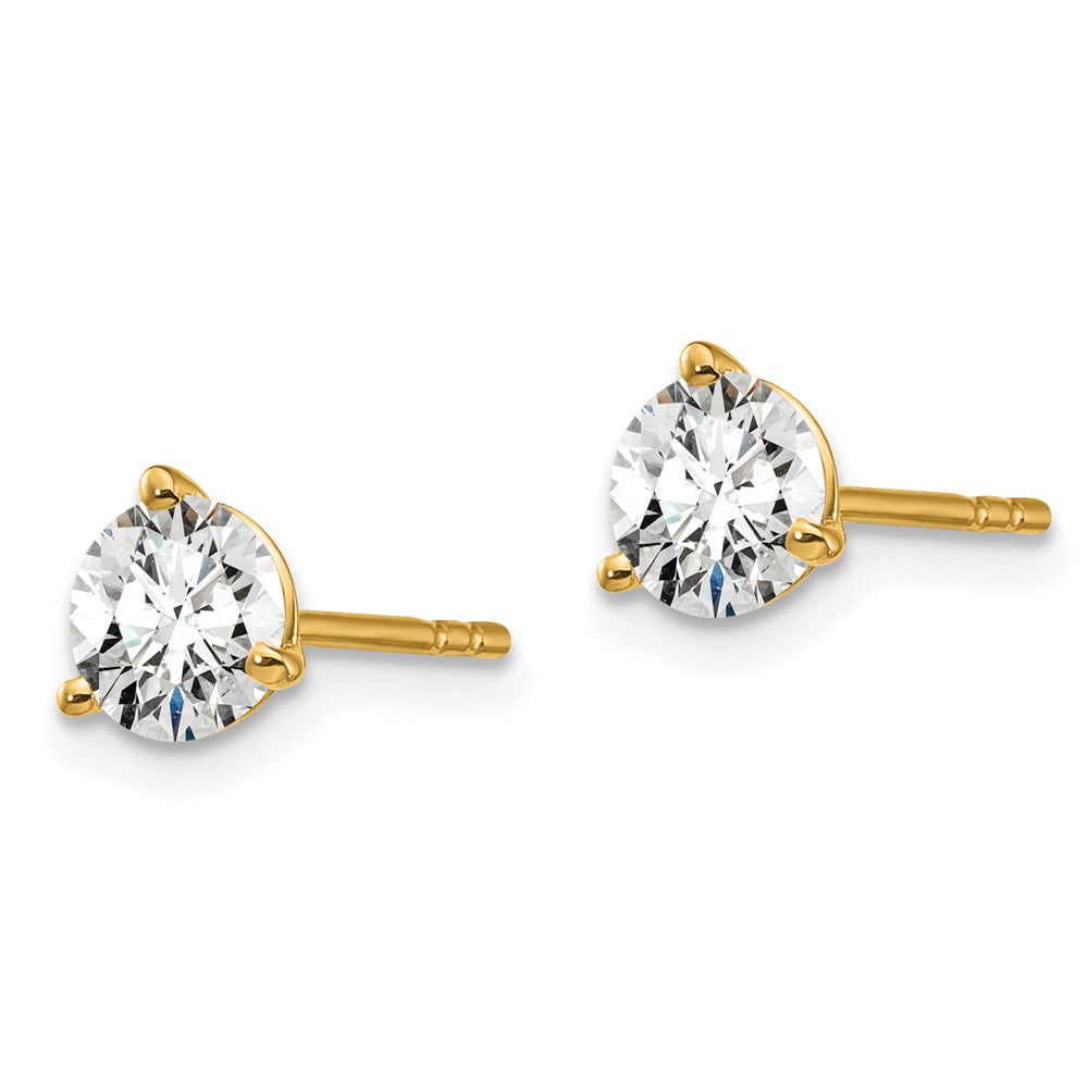 14k Yellow Gold 1 ctw Certified Lab Grown Diamond VS/SI+ G+ Round 3 Prong Heavy Wt. Stud Earrings