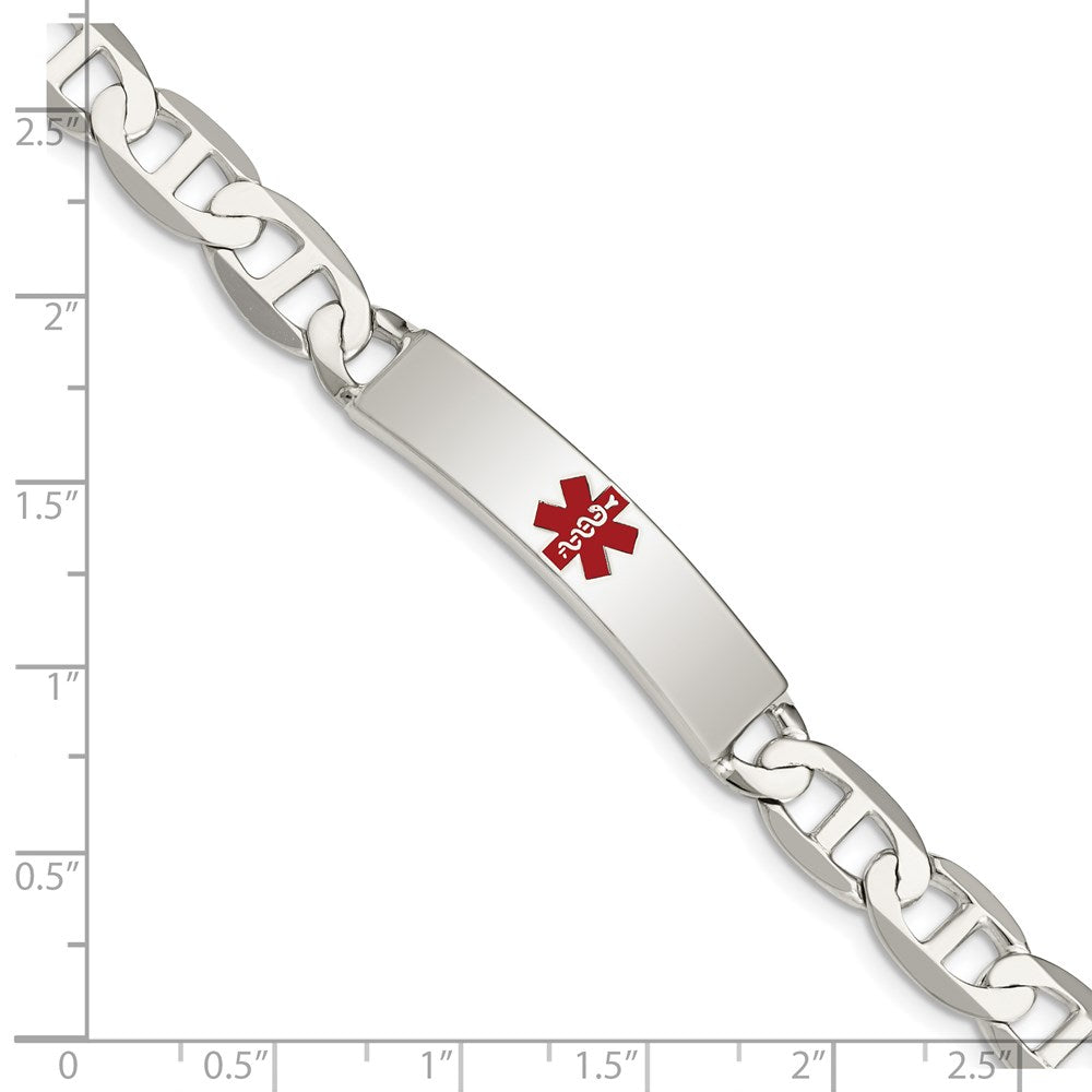 Sterling Silver Polished Medical Anchor Link ID Bracelet 7.5 inches