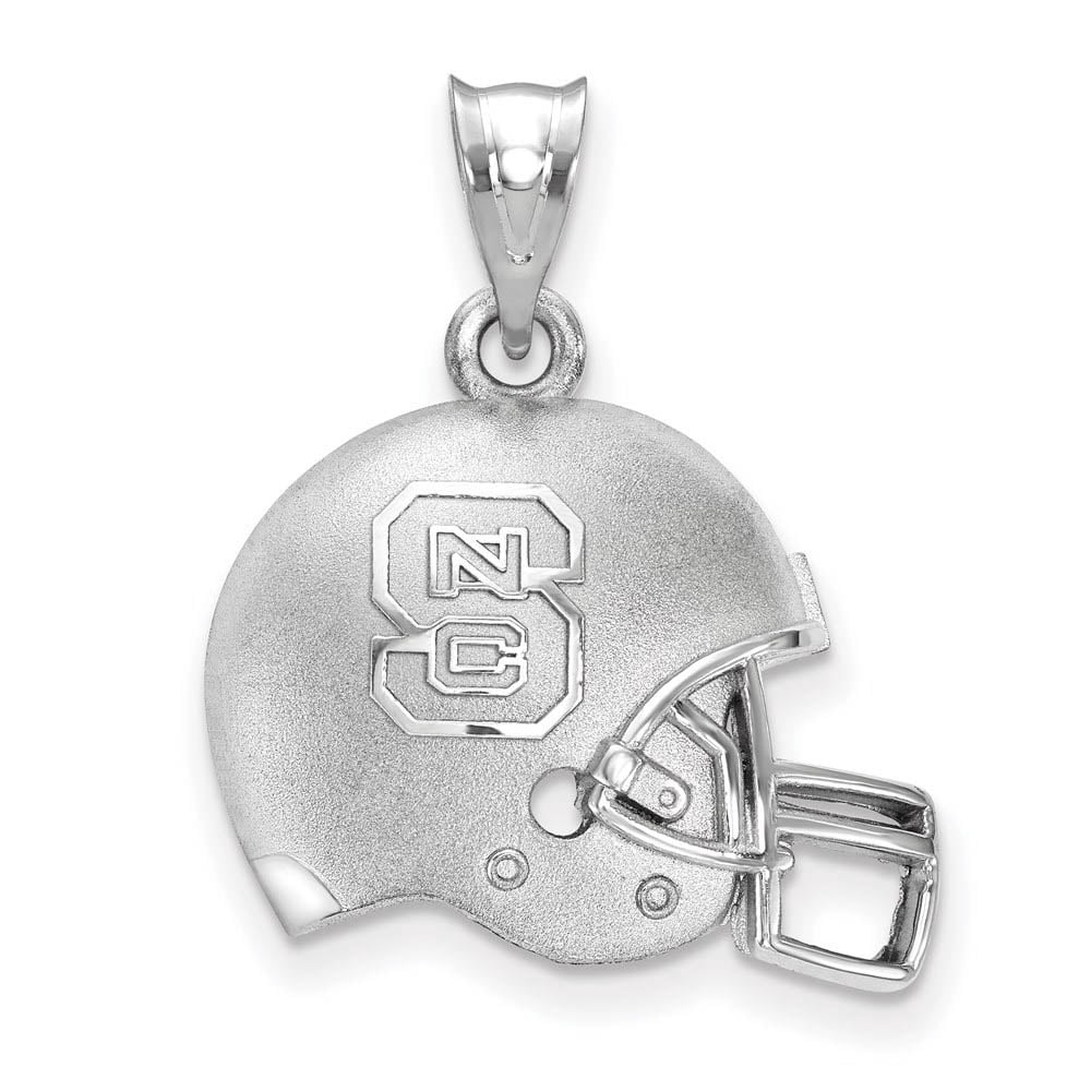 Beautiful Sterling Silver LogoArt North Carolina State U 3D Football helmet with logo