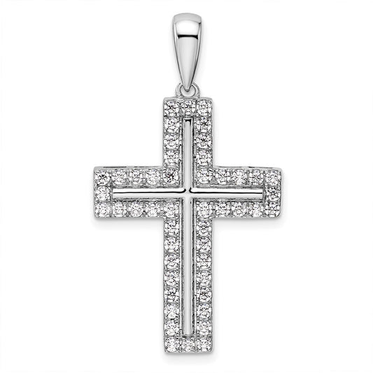 True Origin White Gold 14k 1 carat Lab Grown Diamond VS D E F Cross Pendant