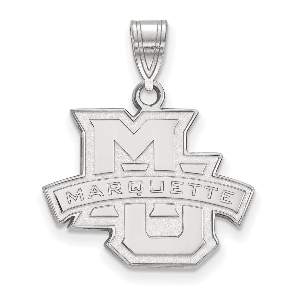 LogoArt Sterling Silver Marquette University Medium Pendant Necklace