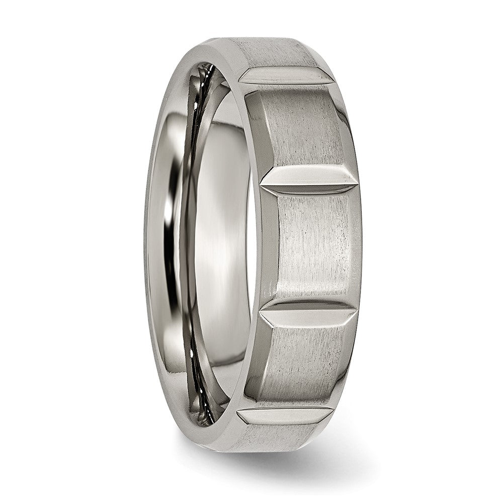 Titanium Satin and Polished 6mm Grooved Band Size - 11.5
