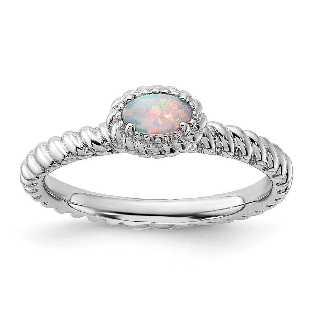 Sterling Silver Stackable Expressions Created Opal Ring