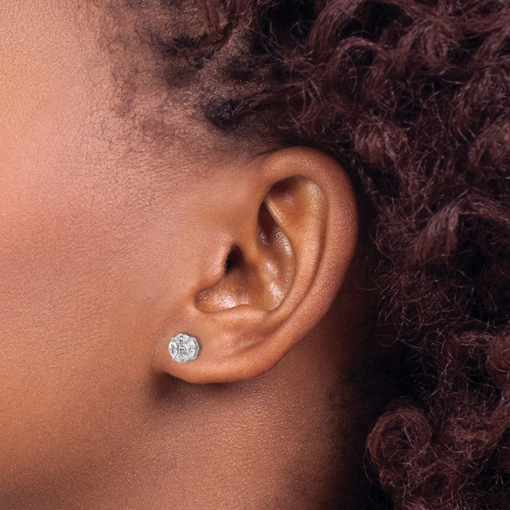 14K White Gold 1/2 Carat Lab Grown Diamond VS/SI+ G+ Complete Round & Marquise Halo Post Earrings