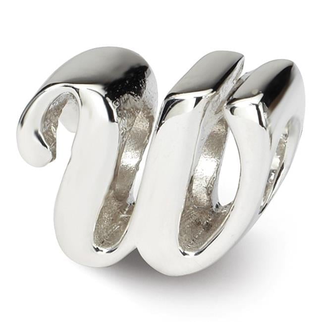 925 Sterling Silver Polished Reflections Letter Name Personalized Monogram Initial W Script Bead Charm 10.91x13.64mm Wid
