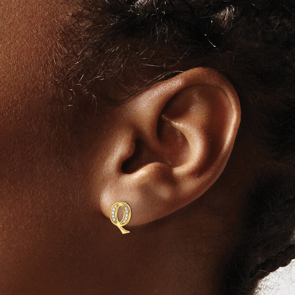 14k Diamond Initial Q Earrings