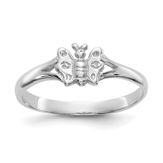 10K White Gold Butterfly Baby Ring Size 2