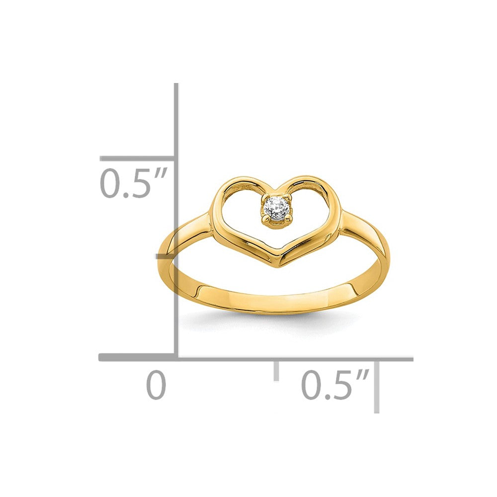 10K CZ Heart Baby Ring Size 2