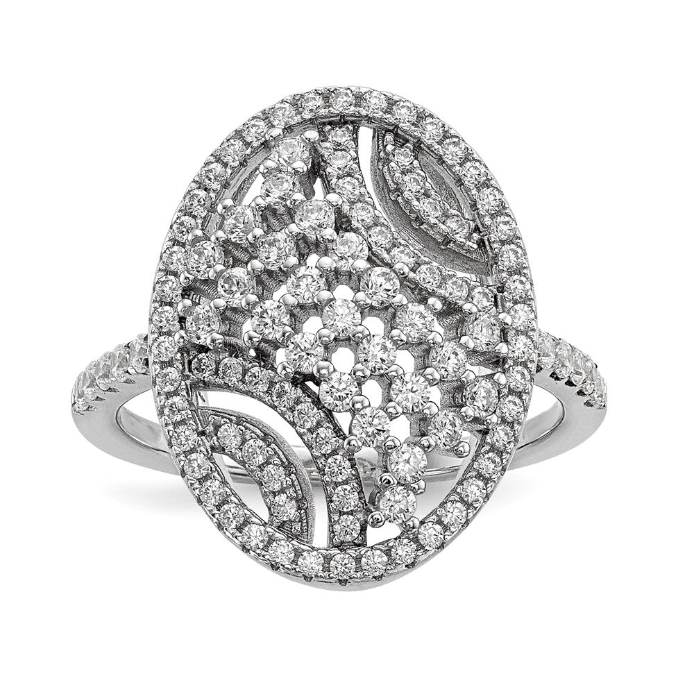 Sterling Silver Rhodium-plated CZ Ring
