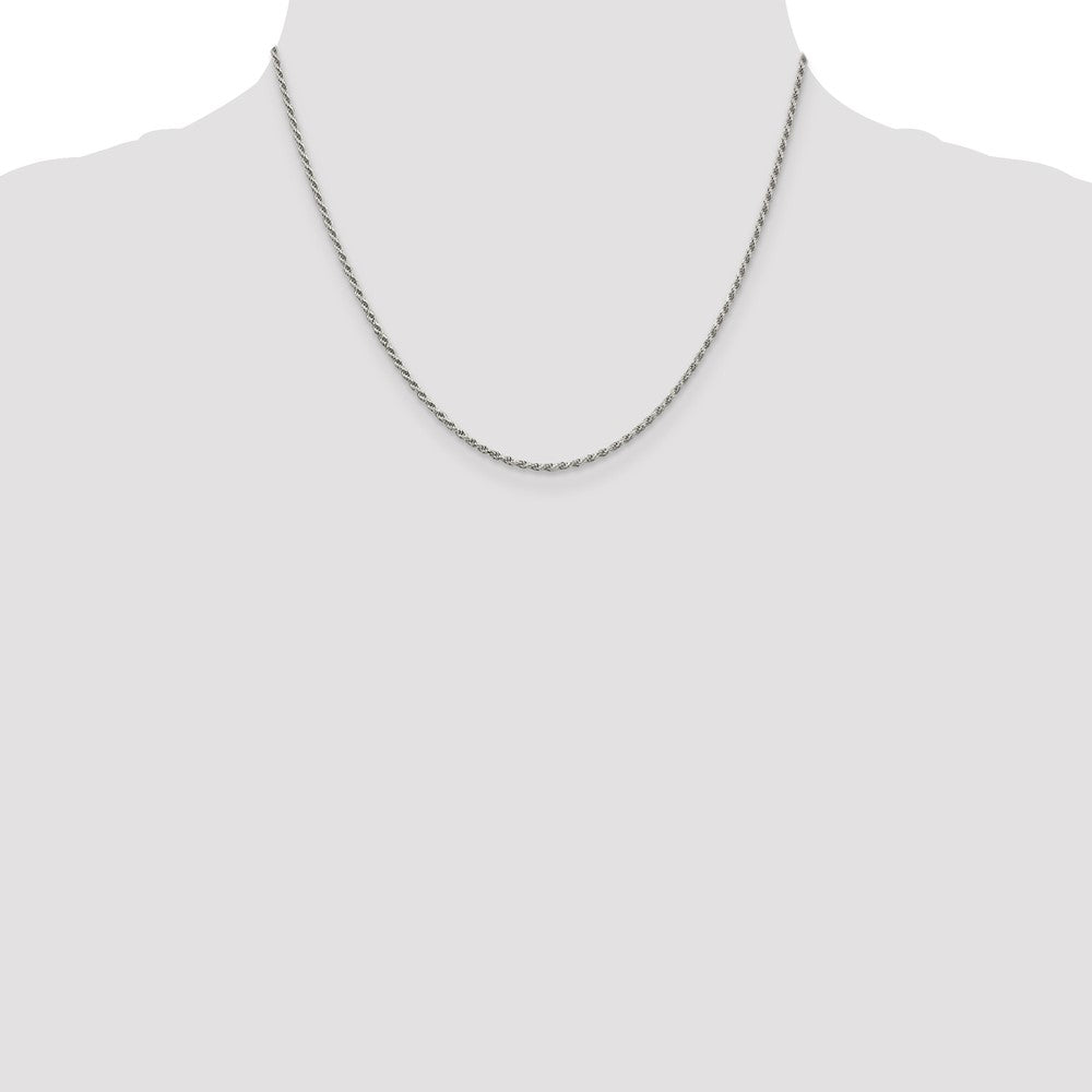 Sterling Silver Rhodium-plated 1.7mm Diamond-cut Rope Chain 18 Inches
