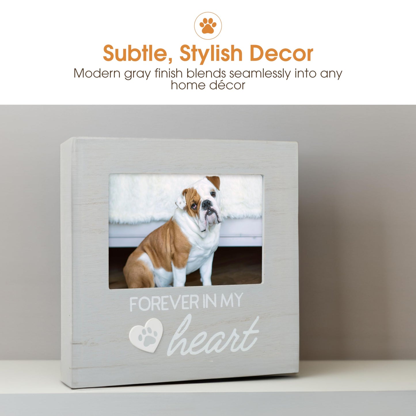 Grey Wooden FOREVER IN MY HEART Pet Memorial Remembrance 4x6 Photo Frame Q-GM20983