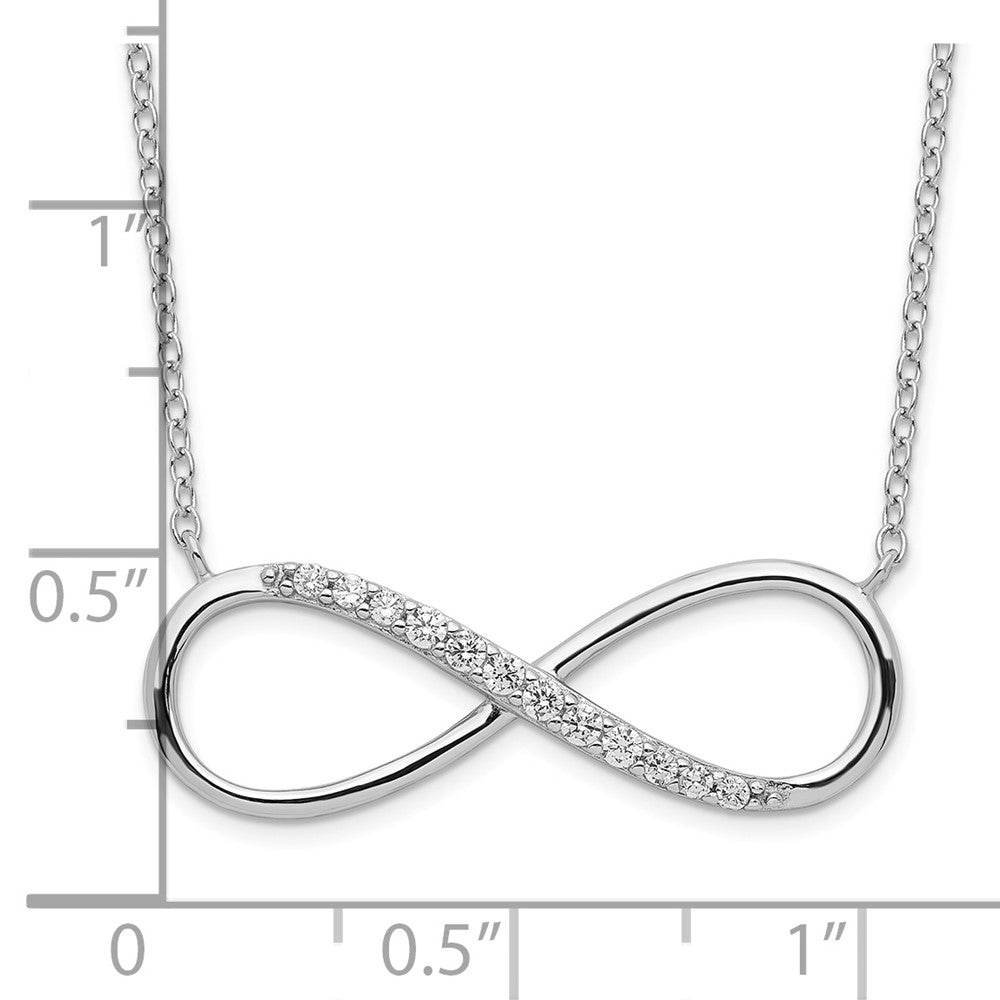 Sterling Silver Rhodium-plated with CZ Infinity w/ 2 IN EXT Necklace 16 Inches