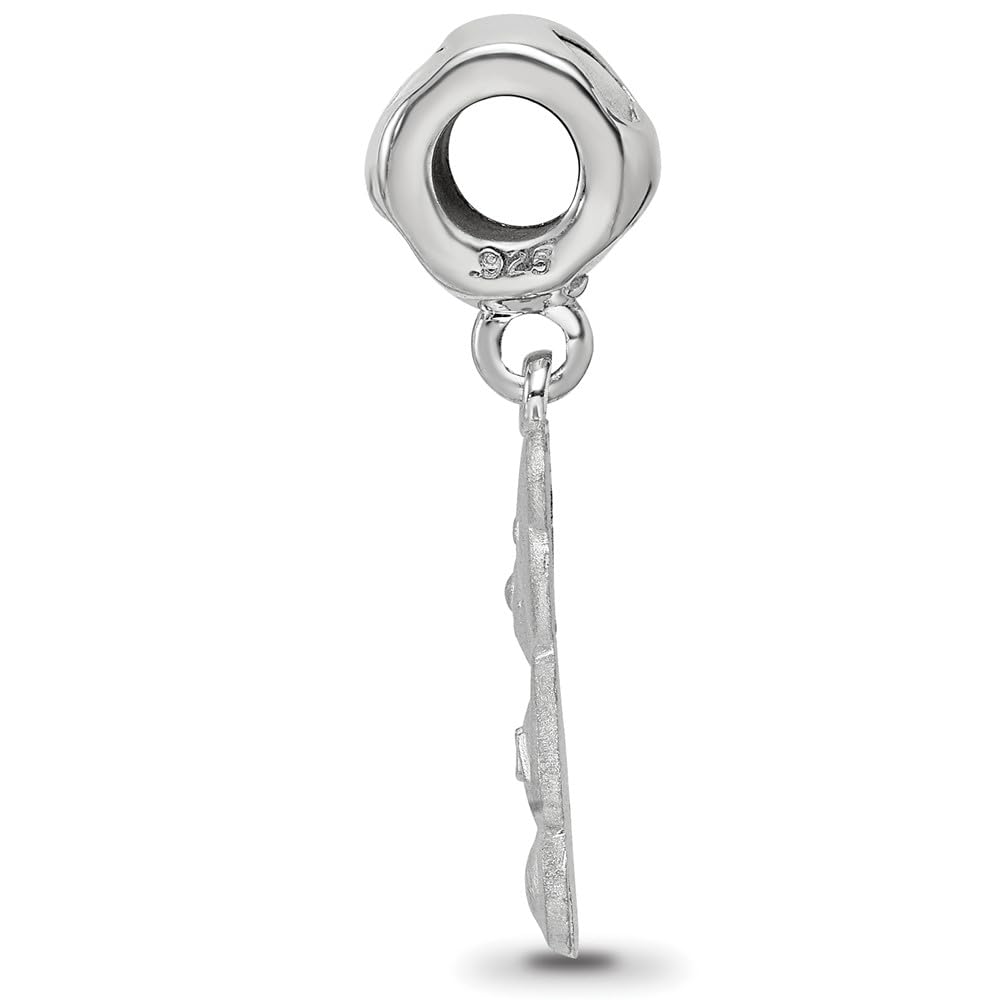 Sterling Silver Rhodium-plated LogoArt Kappa Delta Teddy Bear Heart Bead