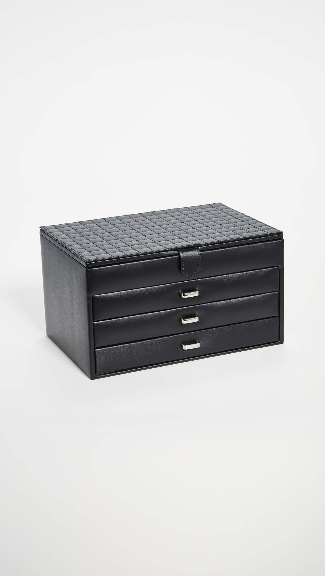 Black Leather 4-Level Jewelry Box - 11.75W x 7.75H in.