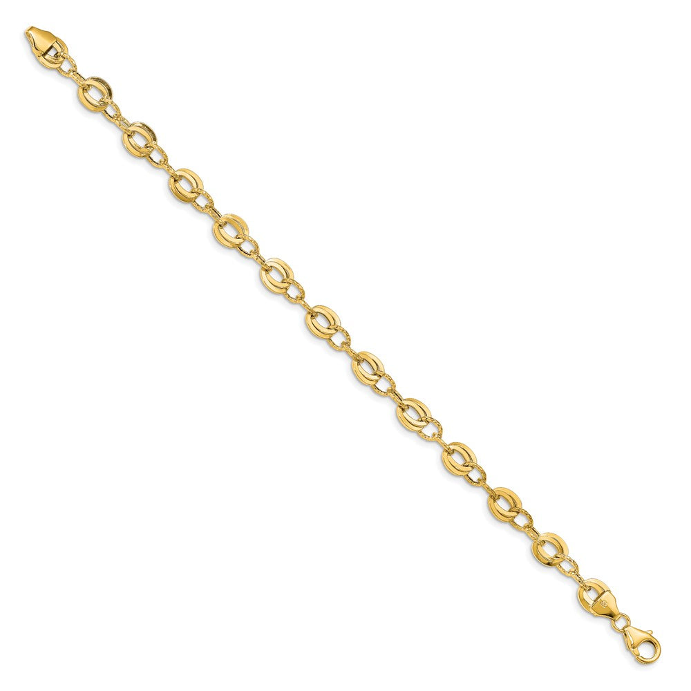 14k D/C Fancy Link Bracelet 7.5  inches
