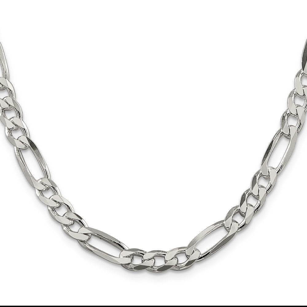 Sterling Silver 6.75mm Figaro Chain 24 Inches