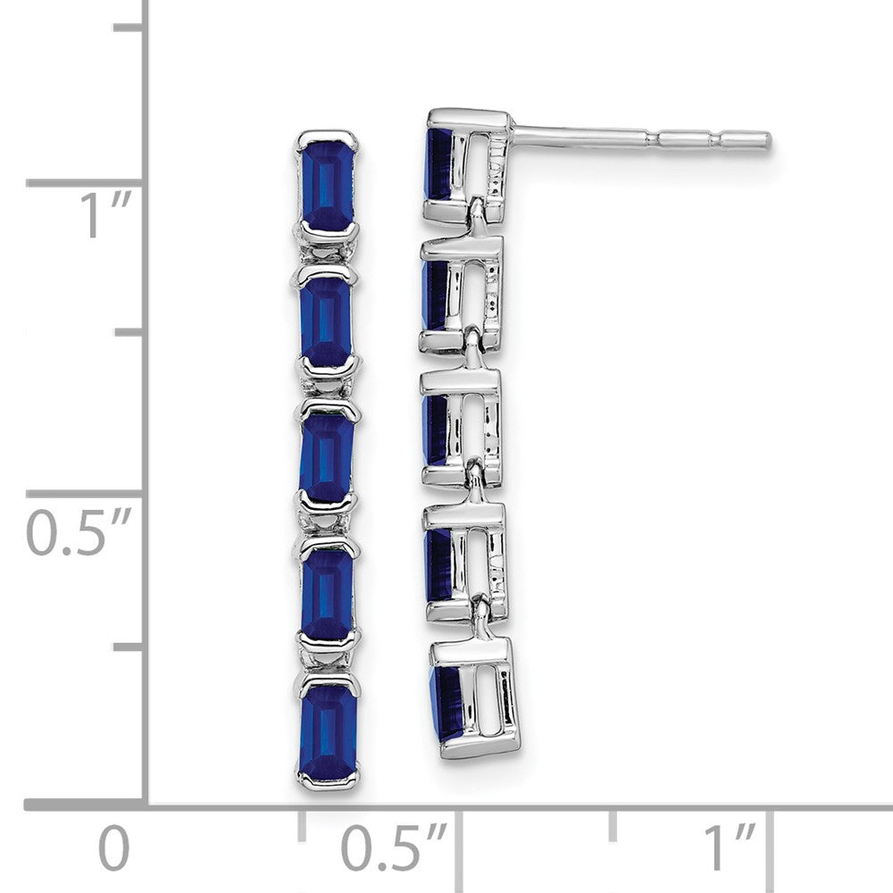 14k White Gold Sapphire 5-stone Dangle Earrings