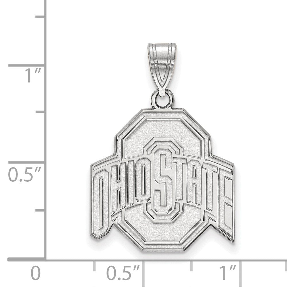 Sterling Silver Rhodium-plated LogoArt The Ohio State University Large Pendant Q-SS004OSU