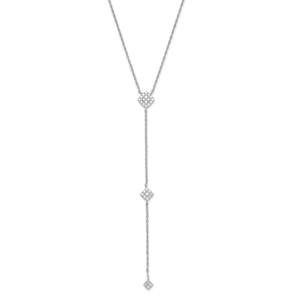10K White Gold Polished Diamond Drop Necklace