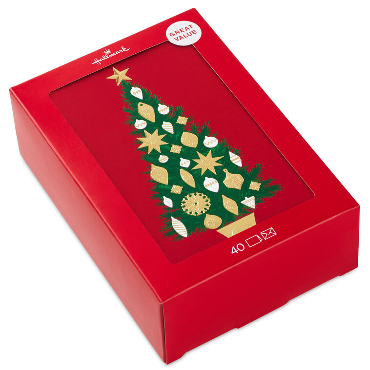 Hallmark Trad Tree On Red Christmas Boxed Cards Assortment
