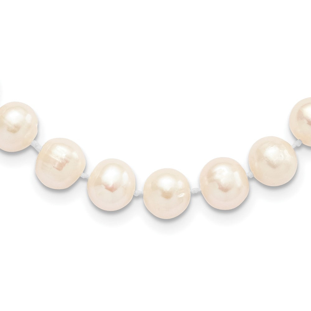 Sterling Silver Rhodium-plated 8-9mm White Near-Round Freshwater Cultured Pearl 28 inch Necklace 28 Inches