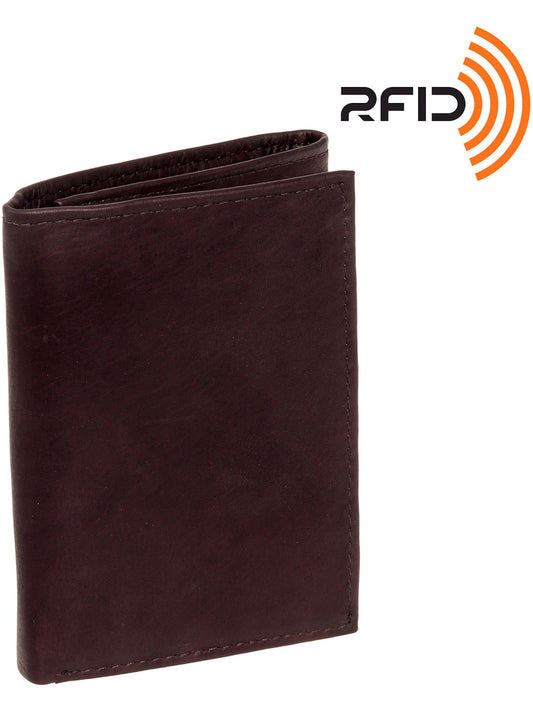 Men's Top Grain Cowhide Leather RFID Trifold Billfold Wallet