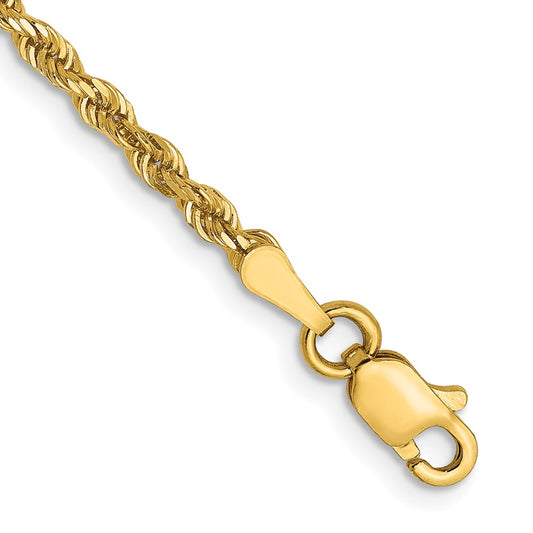 14K 2.5mm Diamond-Cut Rope Chain 8  inches