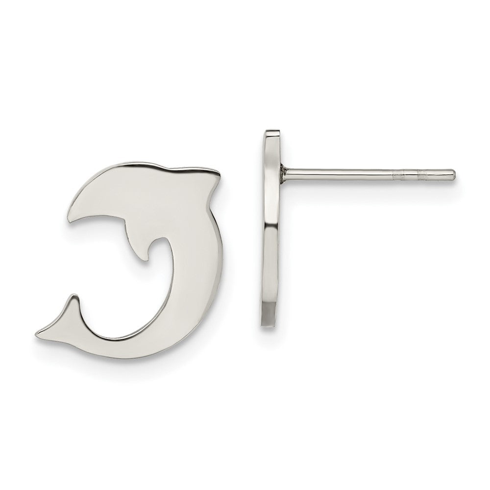 Stainless Steel Polished Dolphin Post Earrings