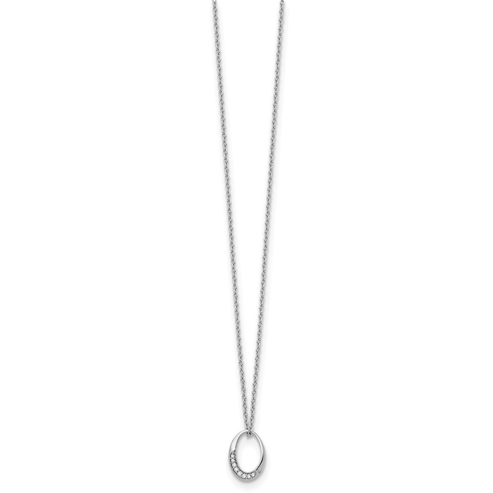 White Ice Sterling Silver Rhodium-plated 18 Inch Diamond Open Oval Necklace with 2 Inch Extender 18 Inches