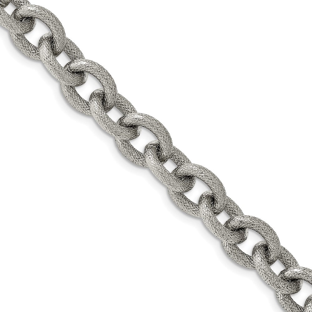 Stainless Steel Polished and Textured 7in Bracelet 7 inches