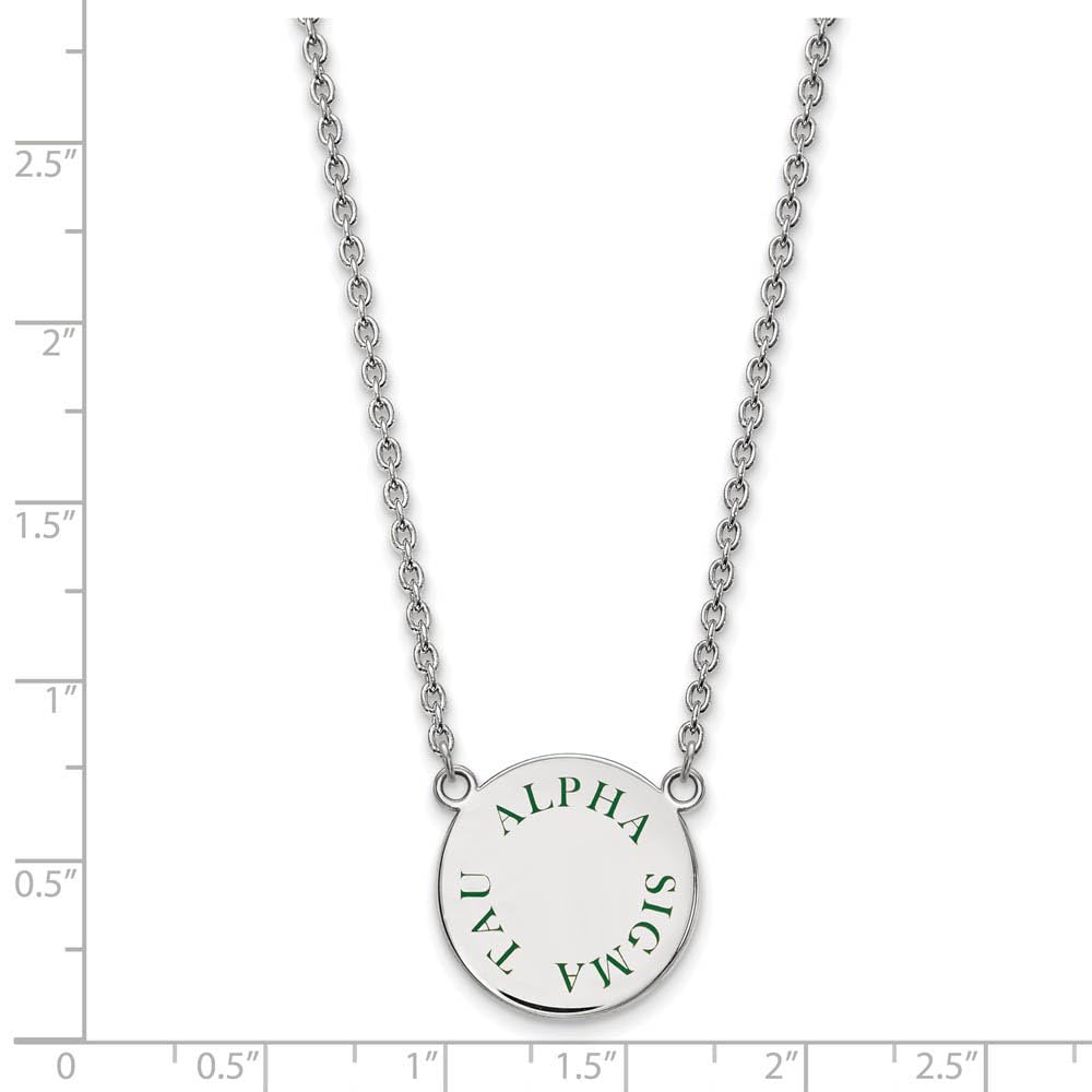 LogoArt Sterling Silver Alpha Sigma Tau Small Enameled Pendant Necklace With 18 Inch