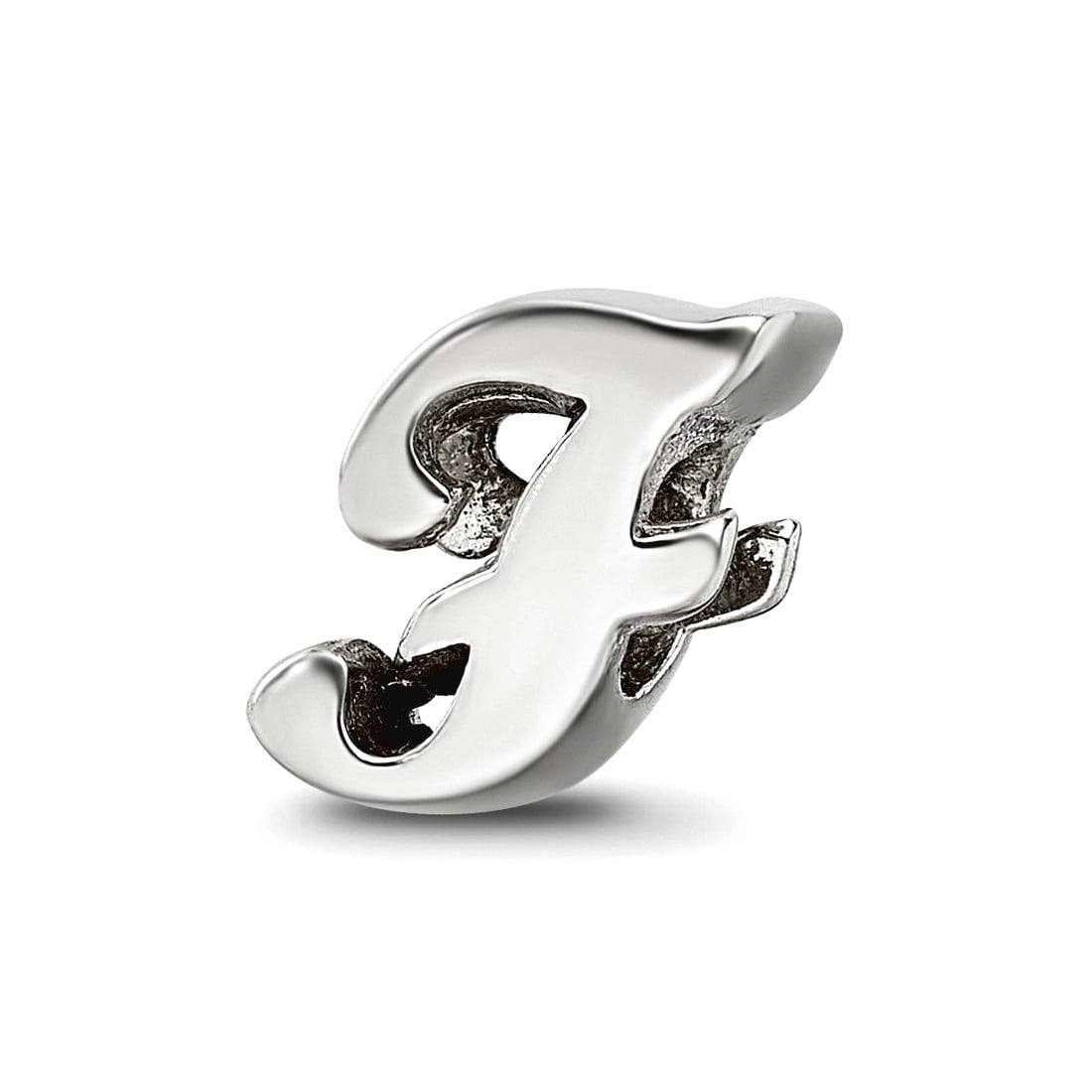 925 Sterling Silver Polished Reflections Letter Name Personalized Monogram Initial F Script Bead Charm 10.91x6.36mm Wide