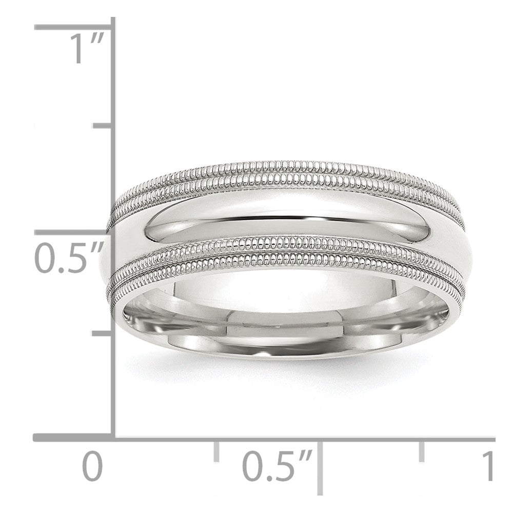 Sterling Silver 7mm Comfort Fit Double Milgrain Size 10.5 Band