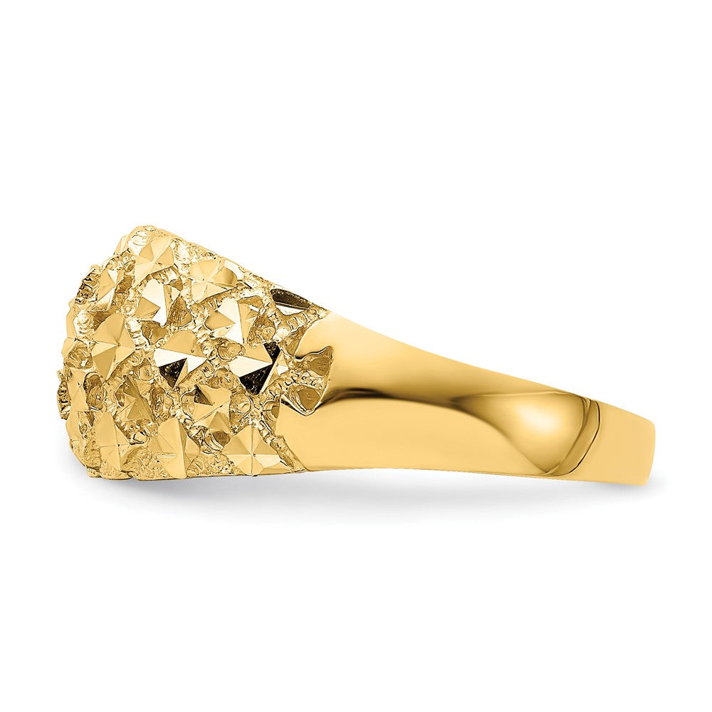 14K Diamond-cut Mini Diamond Pattern Dome Ring Size 7